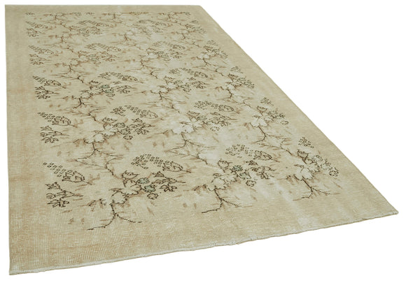 5x9 Beige Turkish Vintage Area Rug - 41613