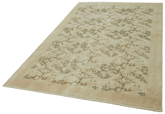 5x9 Beige Turkish Vintage Area Rug - 41613
