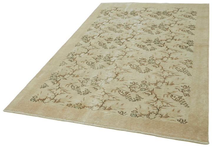 5x9 Beige Turkish Vintage Area Rug - 41613