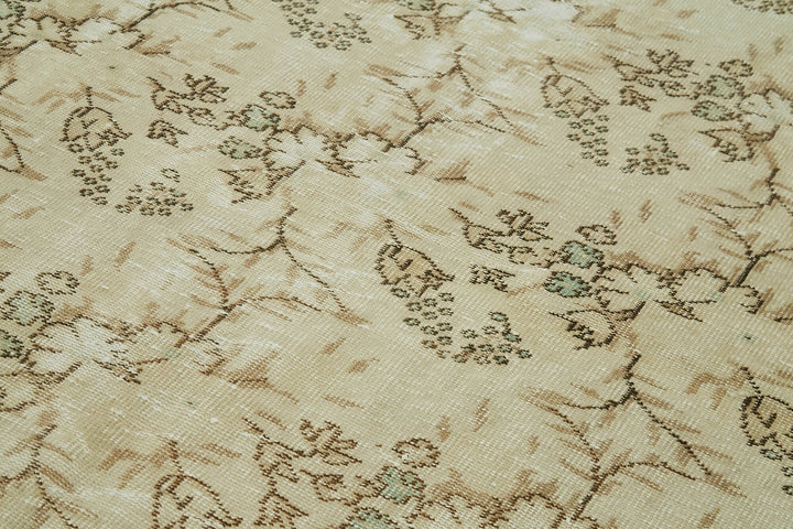 5x9 Beige Turkish Vintage Area Rug - 41613
