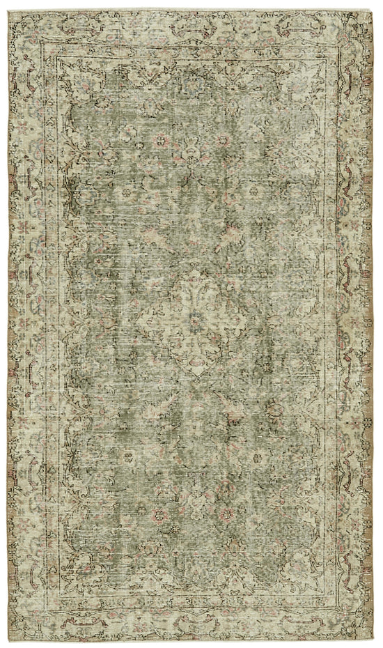 5x8 Beige Turkish Vintage Area Rug - 41622