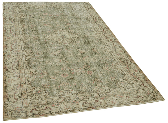 5x8 Beige Turkish Vintage Area Rug - 41622