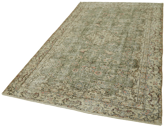 5x8 Beige Turkish Vintage Area Rug - 41622