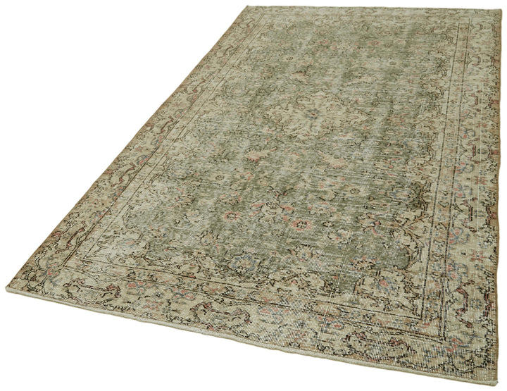5x8 Beige Turkish Vintage Area Rug - 41622