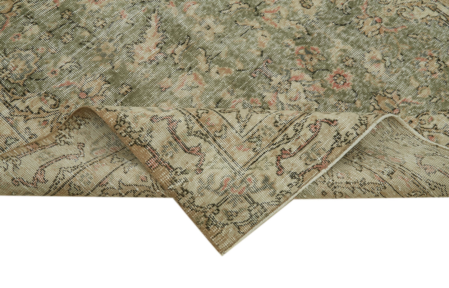 5x8 Beige Turkish Vintage Area Rug - 41622