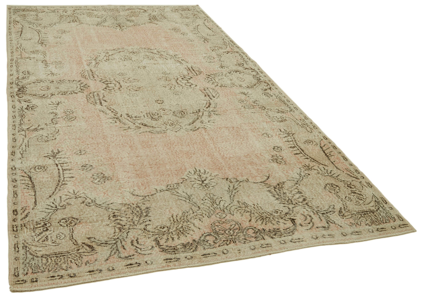 5x9 Beige Turkish Vintage Area Rug - 41623