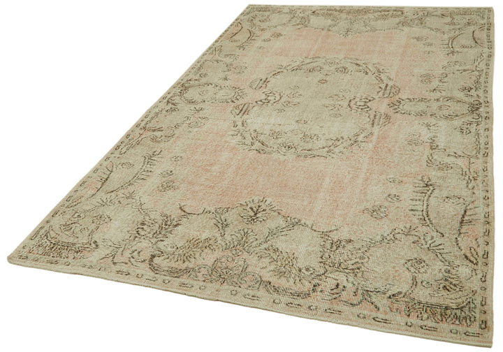 5x9 Beige Turkish Vintage Area Rug - 41623
