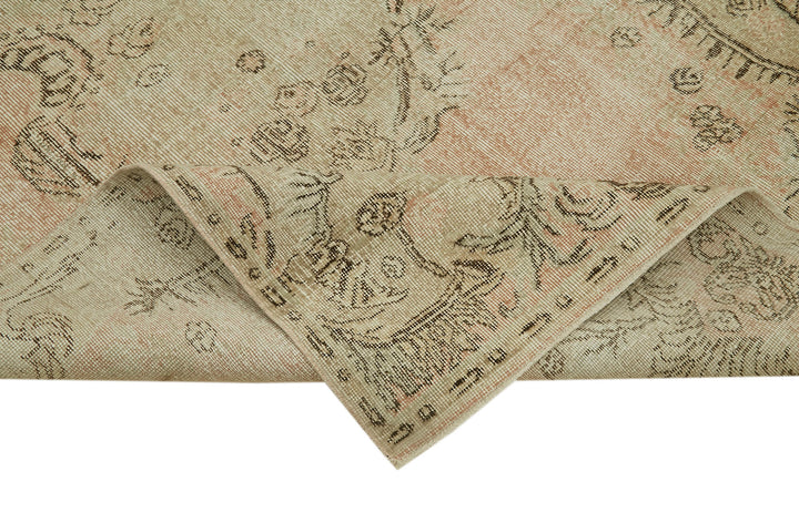 5x9 Beige Turkish Vintage Area Rug - 41623