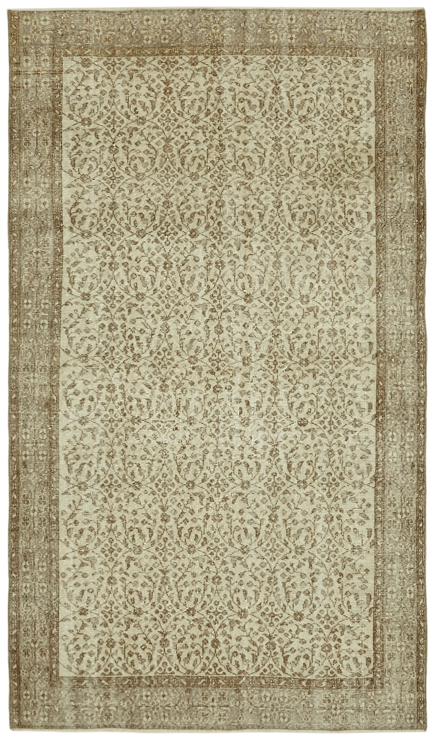 5x8 Beige Turkish Vintage Area Rug - 41624