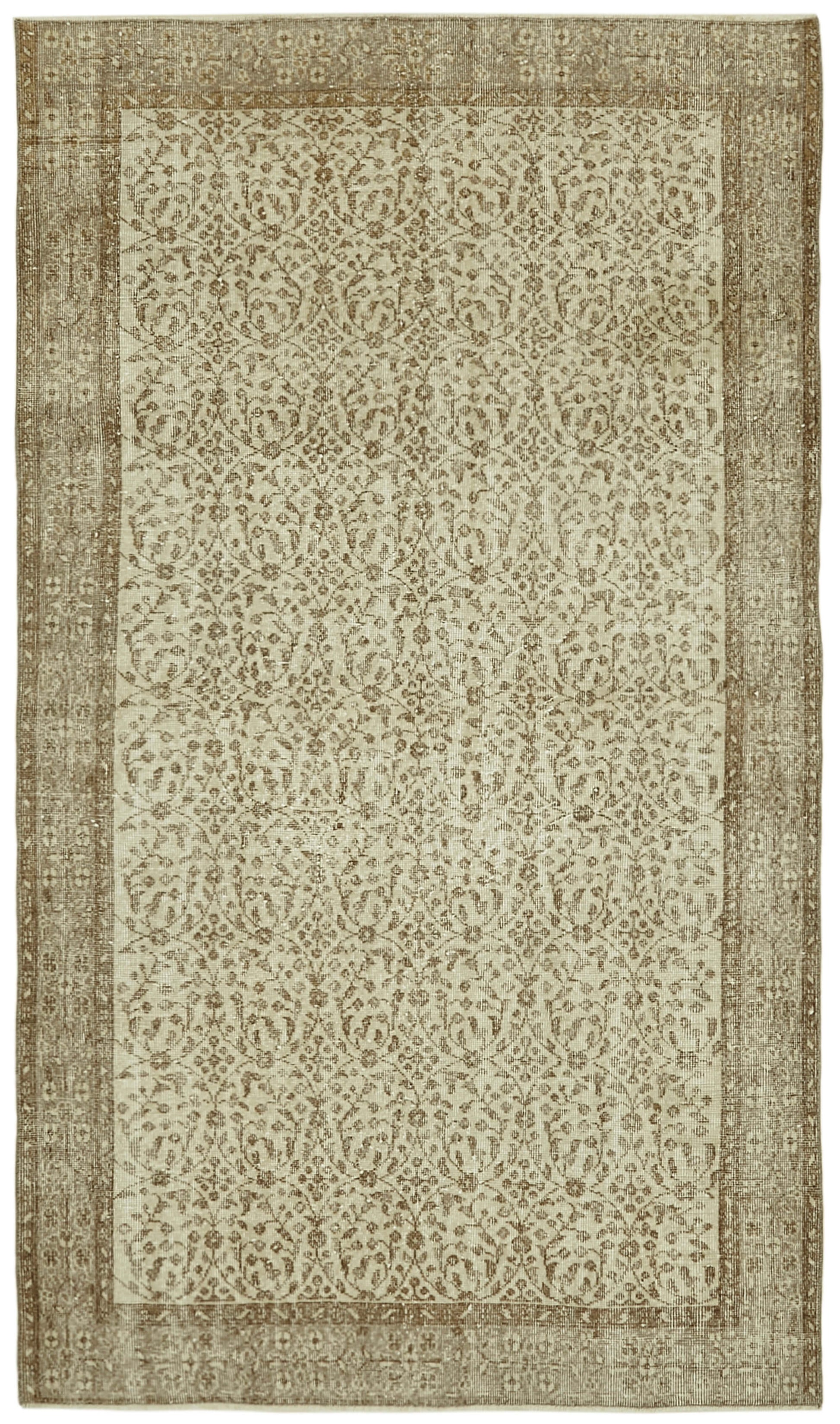 5x8 Beige Turkish Vintage Area Rug - 41624