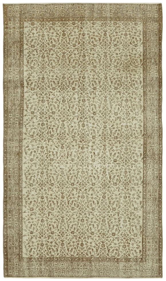 5x8 Beige Turkish Vintage Area Rug - 41624