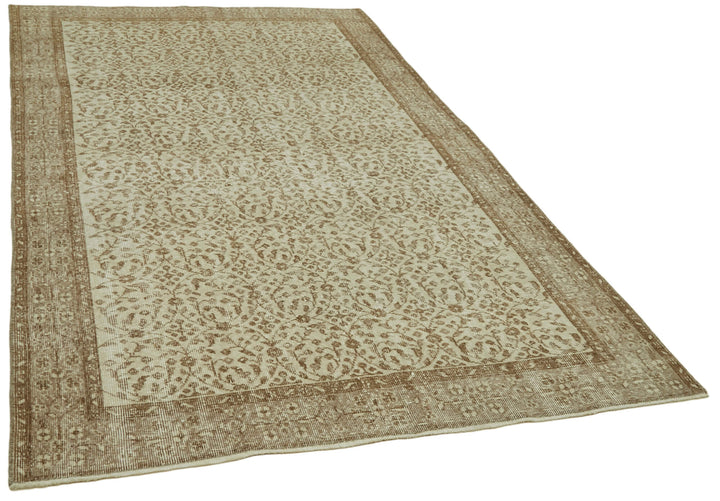 5x8 Beige Turkish Vintage Area Rug - 41624