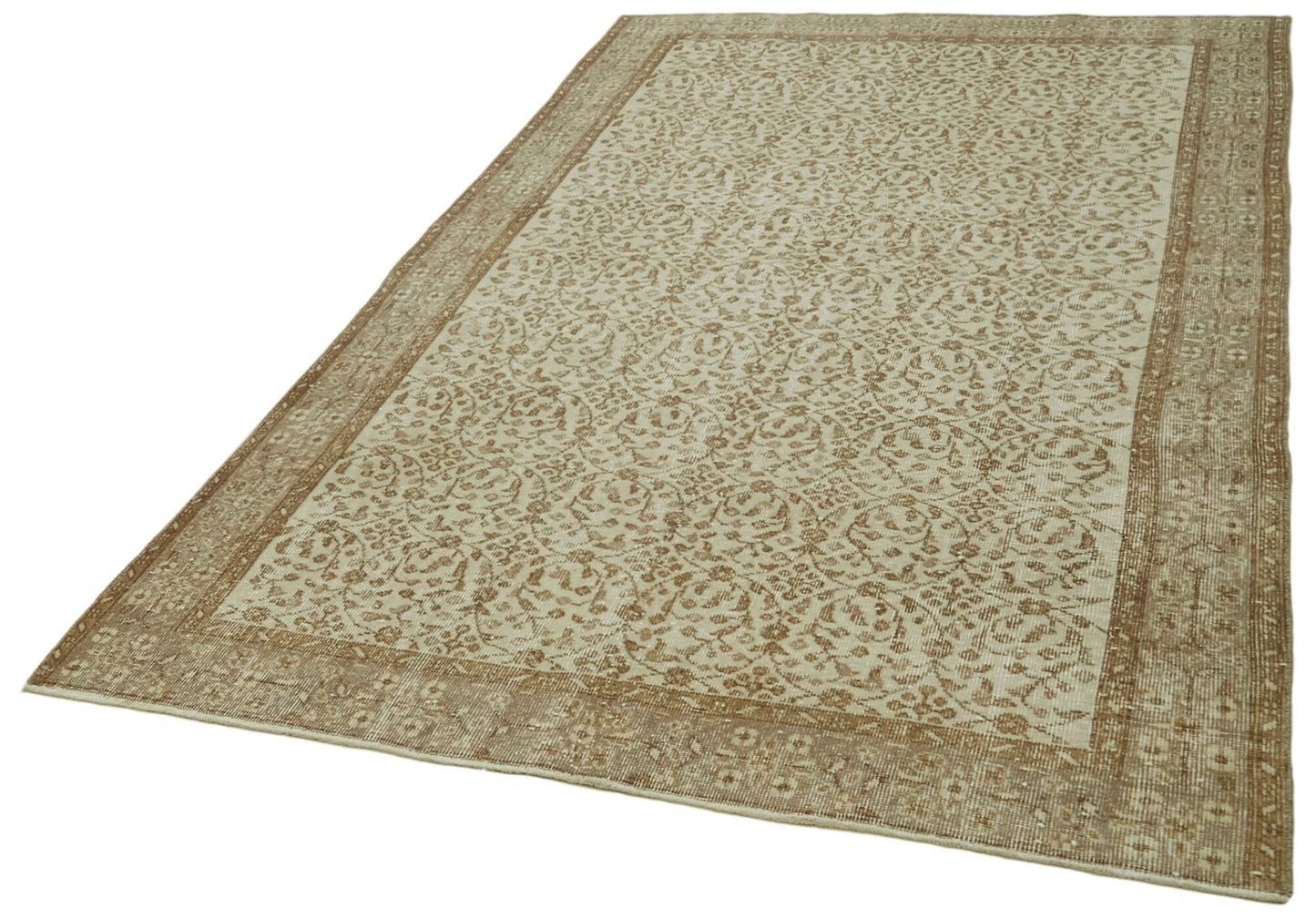 5x8 Beige Turkish Vintage Area Rug - 41624