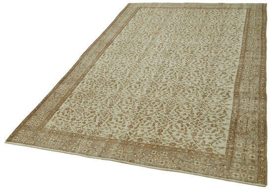 5x8 Beige Turkish Vintage Area Rug - 41624
