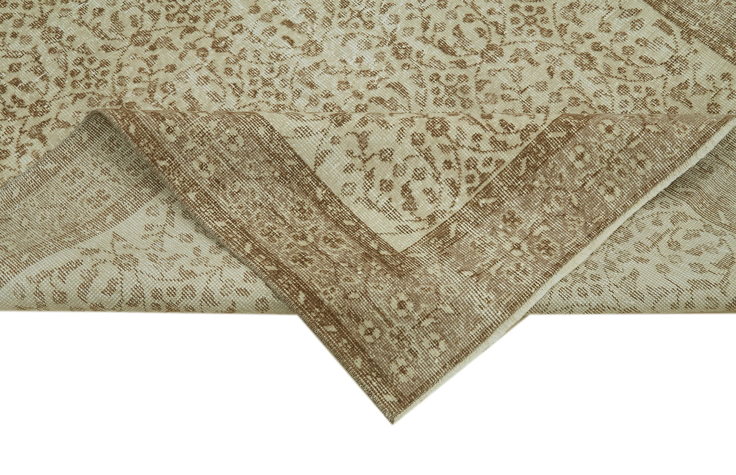 5x8 Beige Turkish Vintage Area Rug - 41624