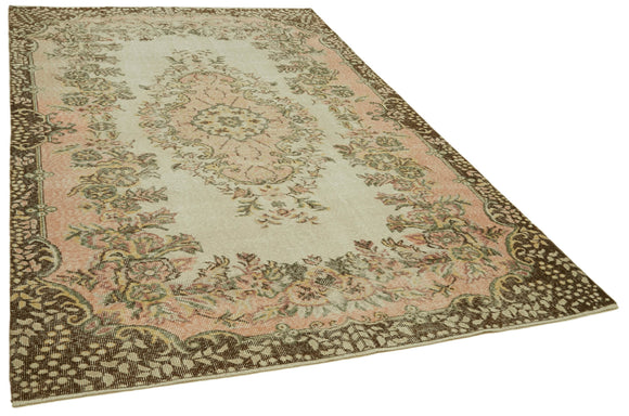 6x9 Beige Turkish Vintage Area Rug - 41625