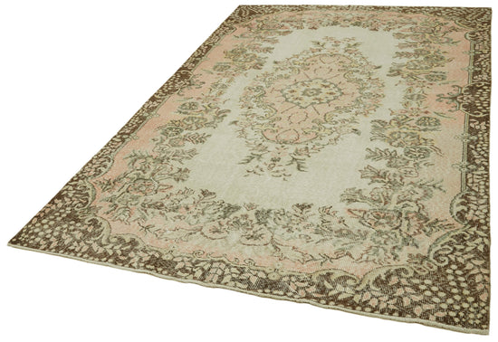 6x9 Beige Turkish Vintage Area Rug - 41625