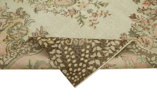 6x9 Beige Turkish Vintage Area Rug - 41625