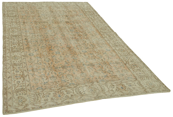 5x8 Beige Turkish Vintage Area Rug - 41627