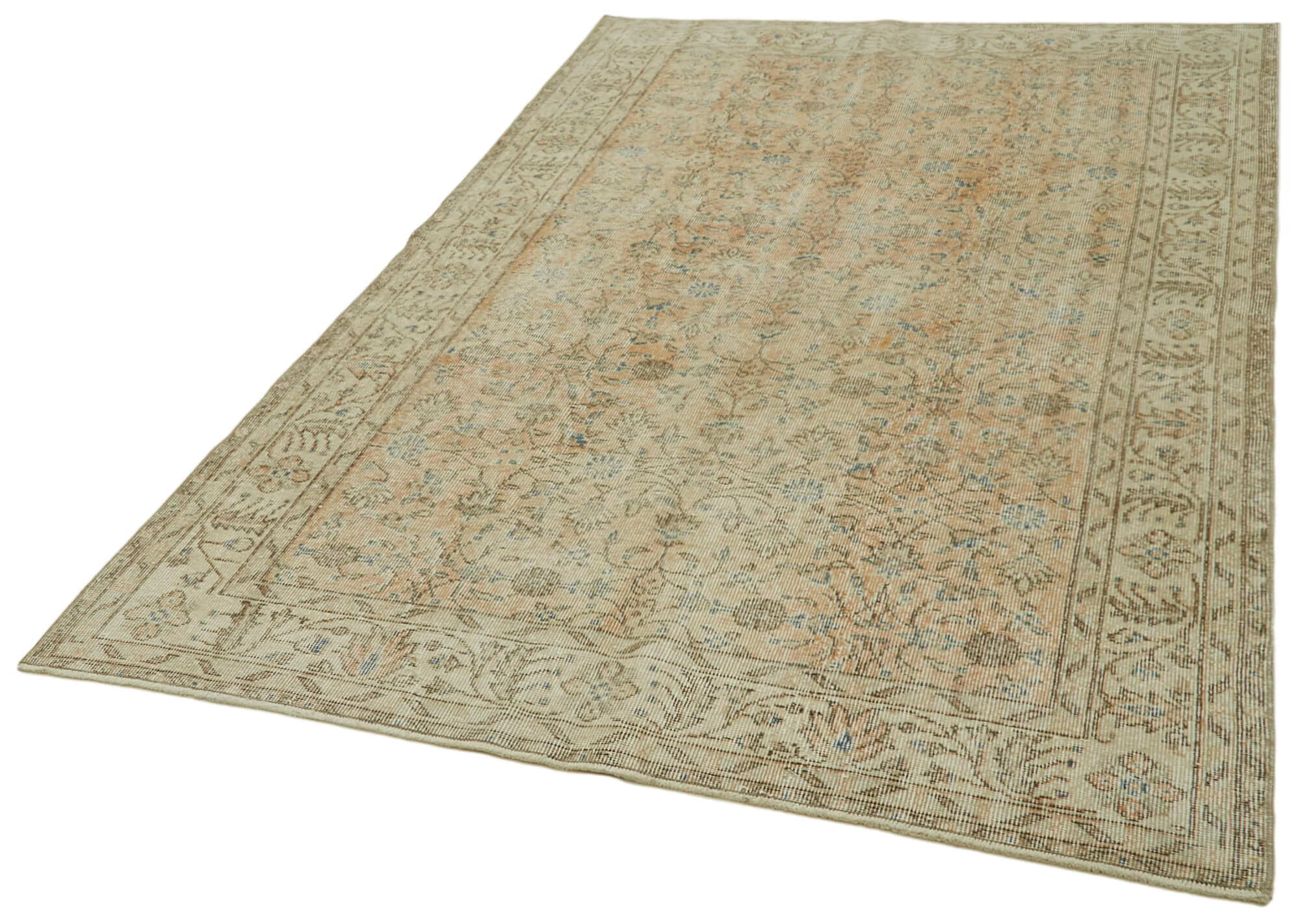 5x8 Beige Turkish Vintage Area Rug - 41627