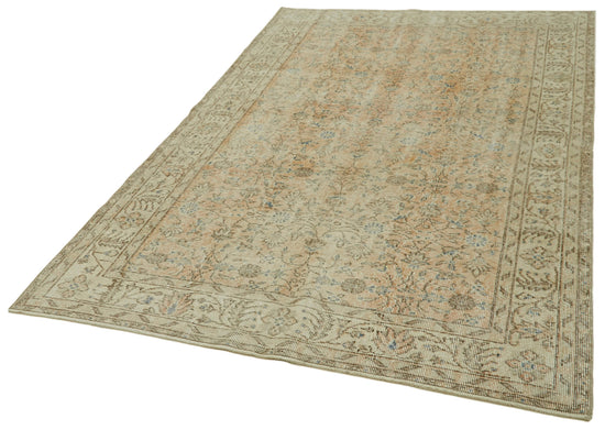 5x8 Beige Turkish Vintage Area Rug - 41627