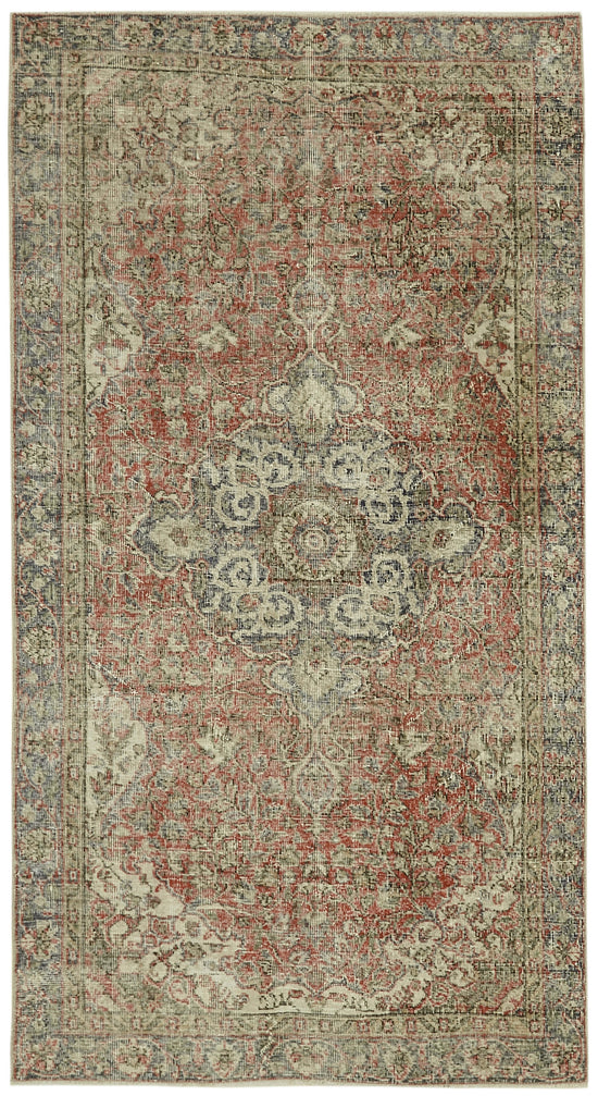 5x9 Red Turkish Vintage Area Rug - 41628