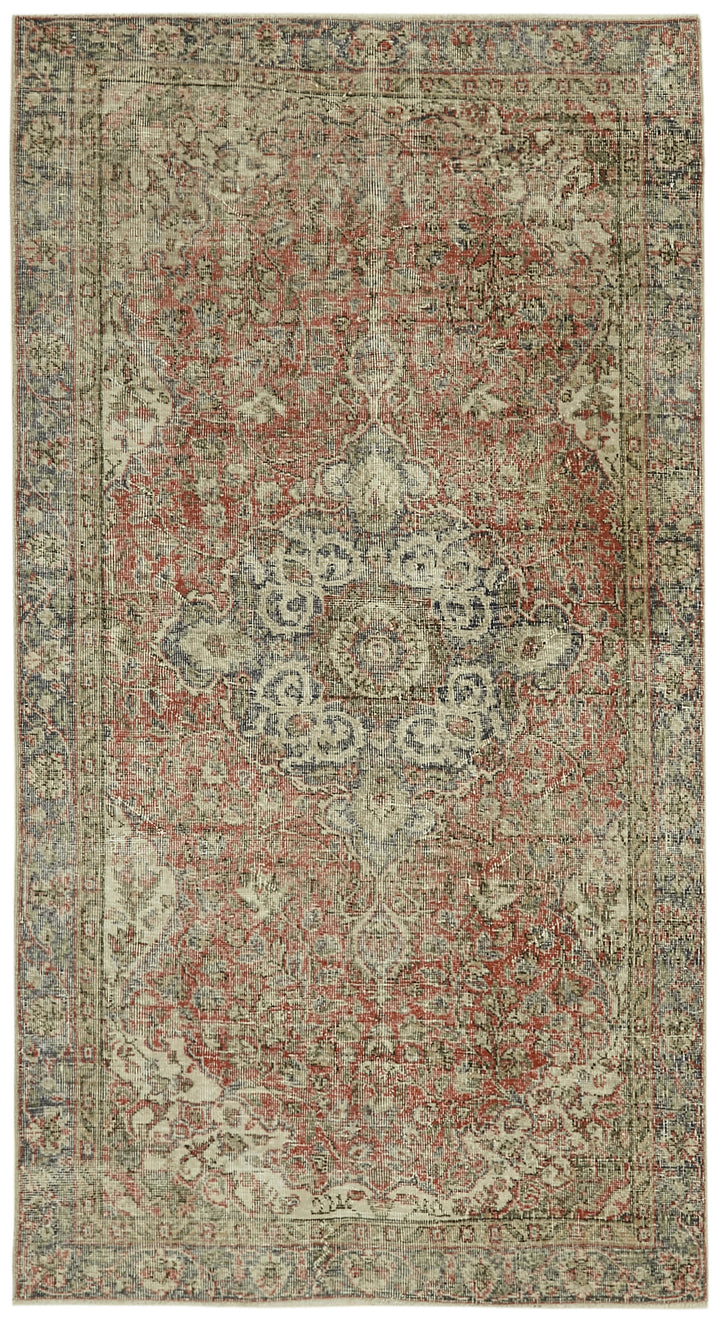 5x9 Red Turkish Vintage Area Rug - 41628