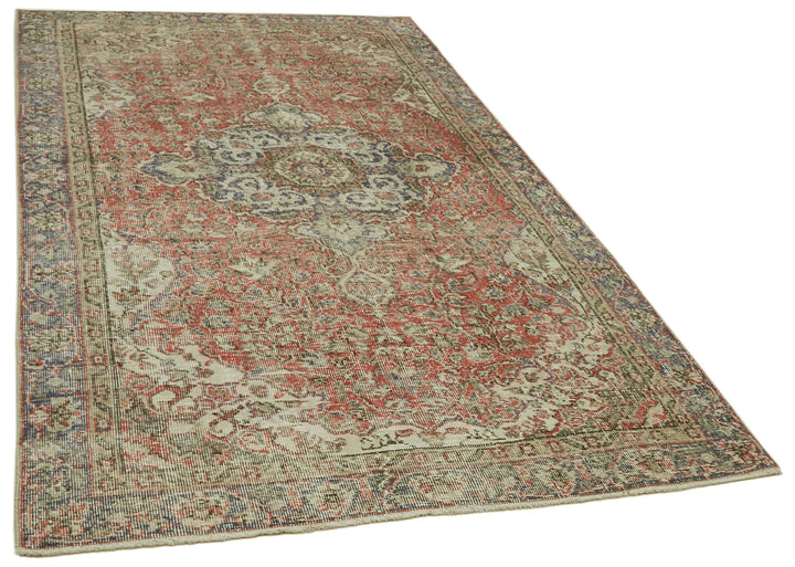 5x9 Red Turkish Vintage Area Rug - 41628