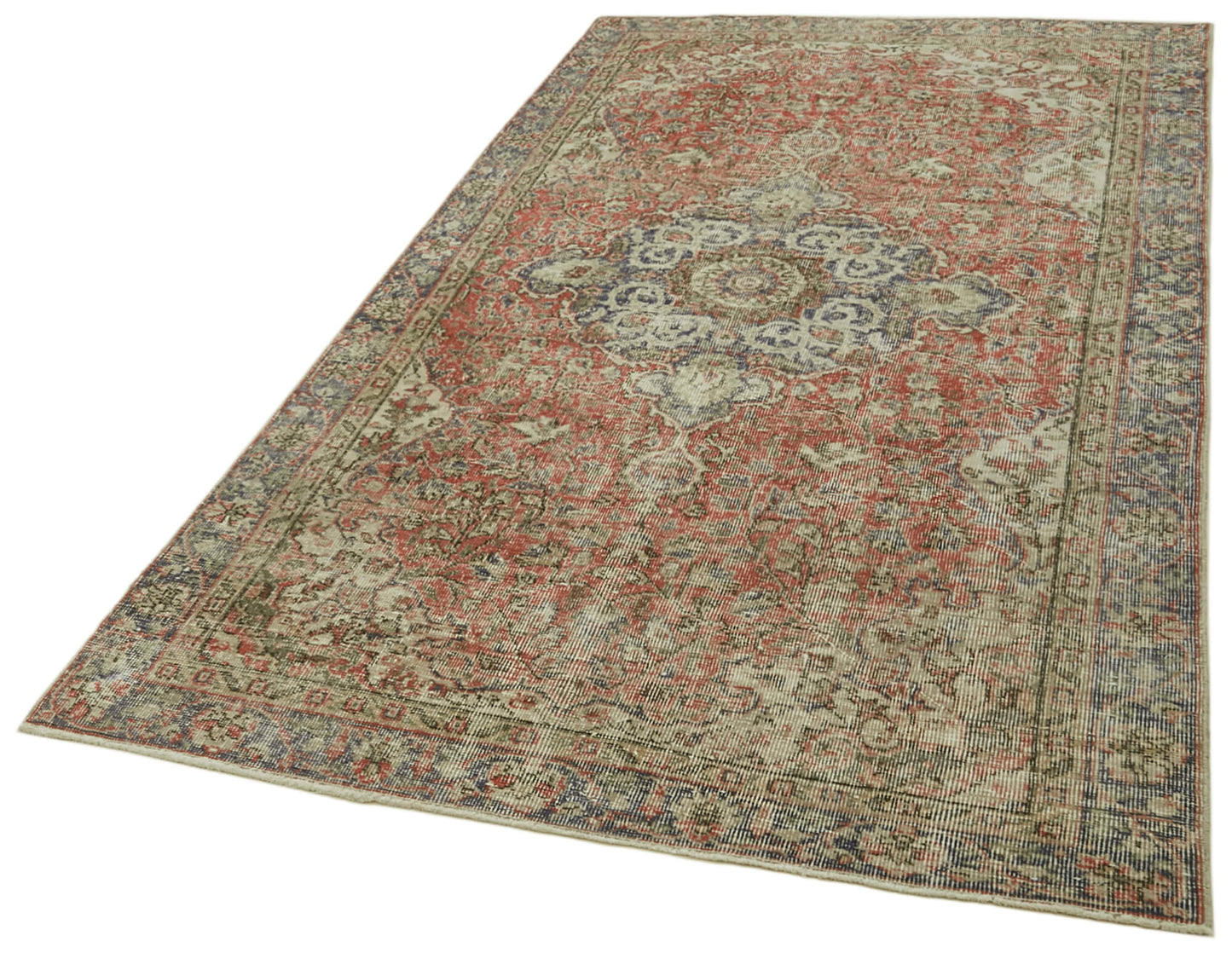 5x9 Red Turkish Vintage Area Rug - 41628