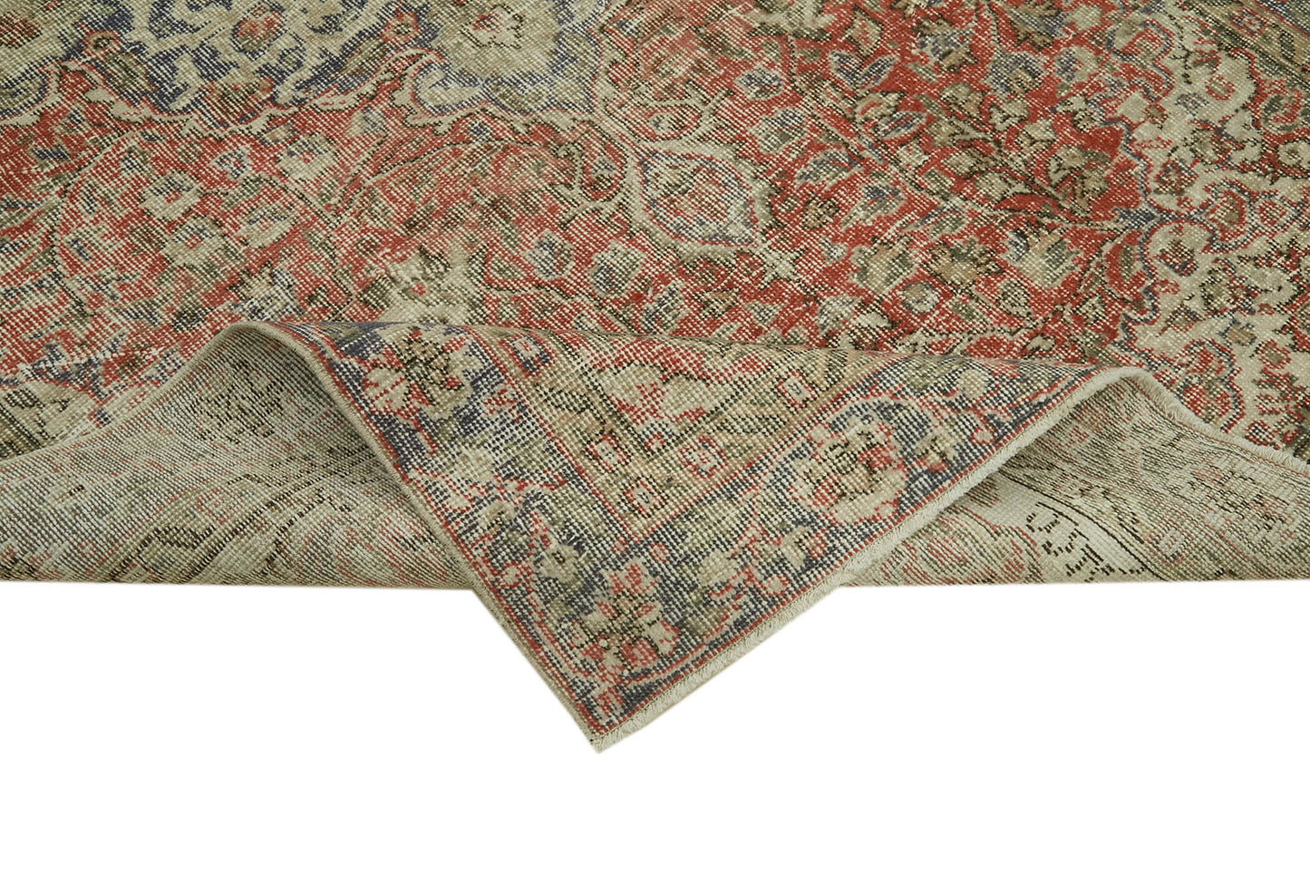 5x9 Red Turkish Vintage Area Rug - 41628