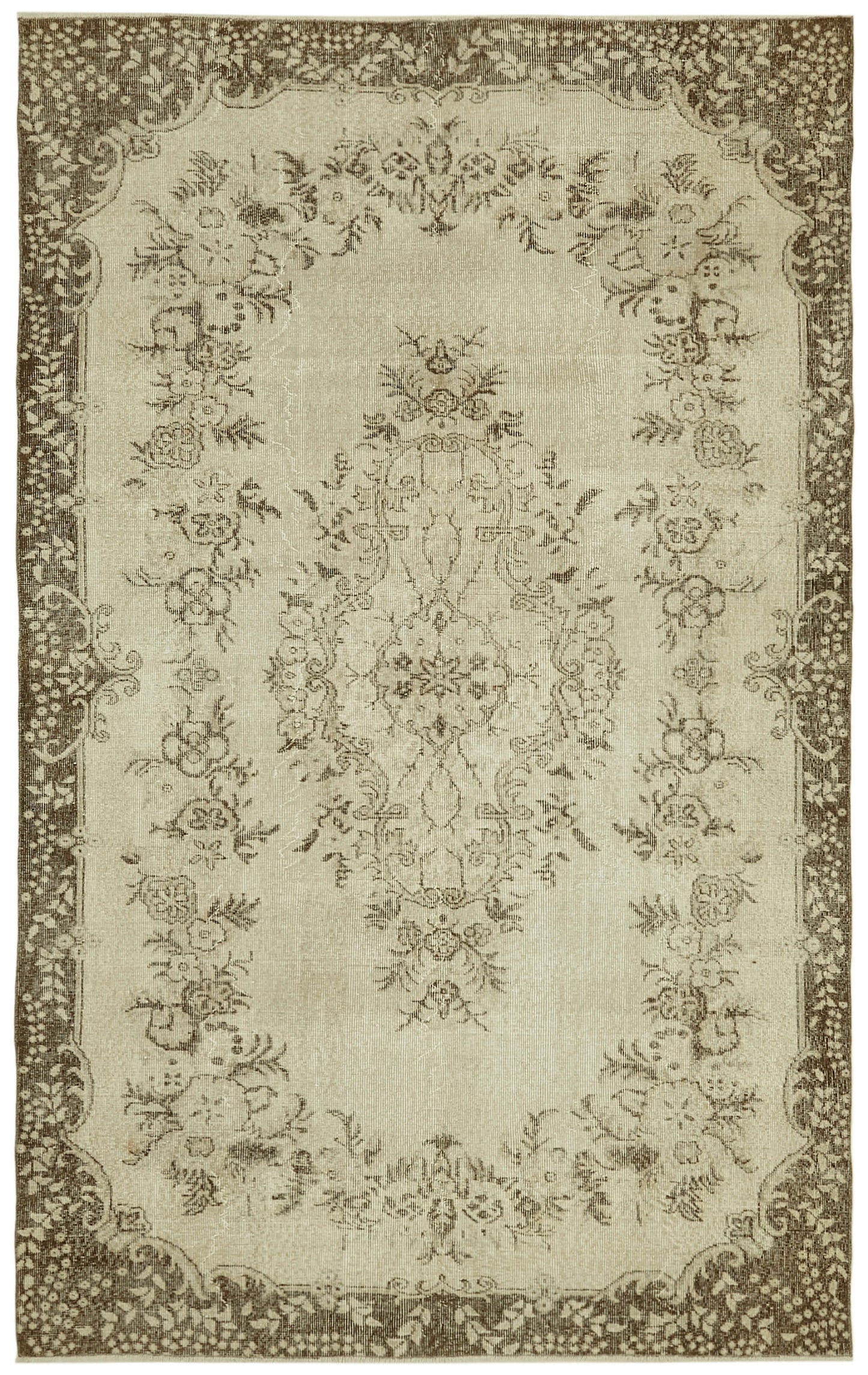 6x10 Beige Turkish Vintage Area Rug - 41632