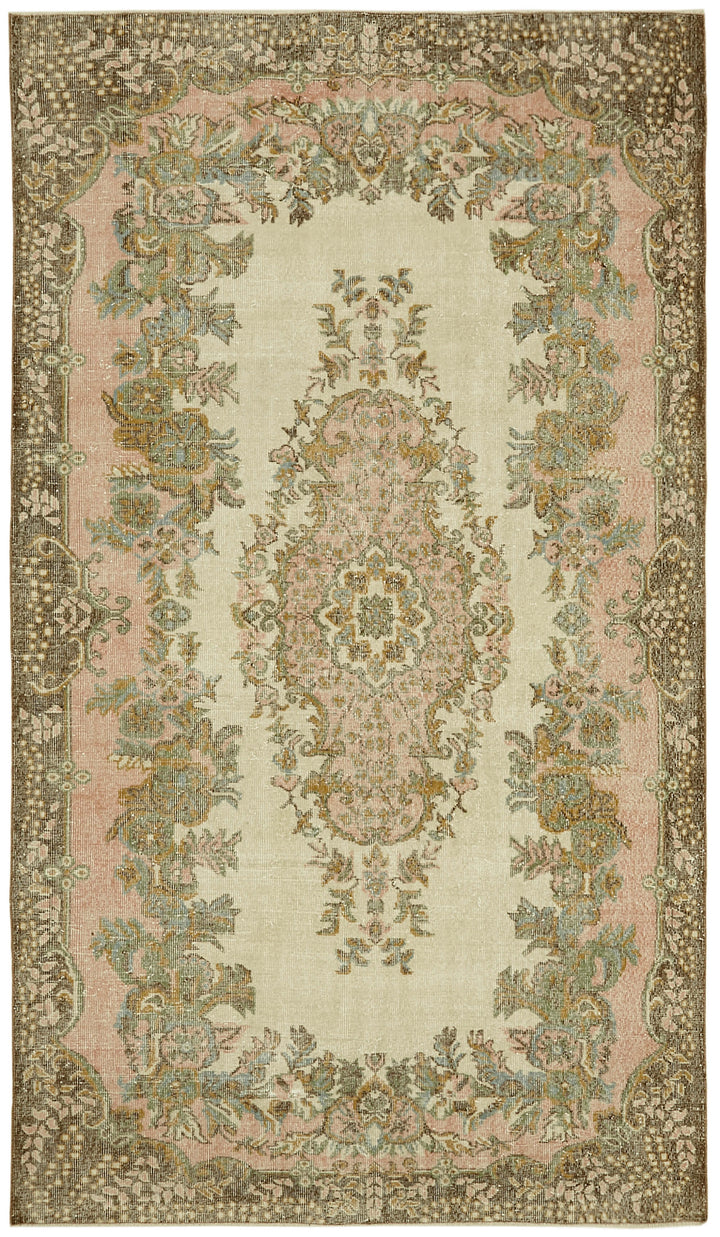 6x10 Beige Turkish Vintage Area Rug - 41638