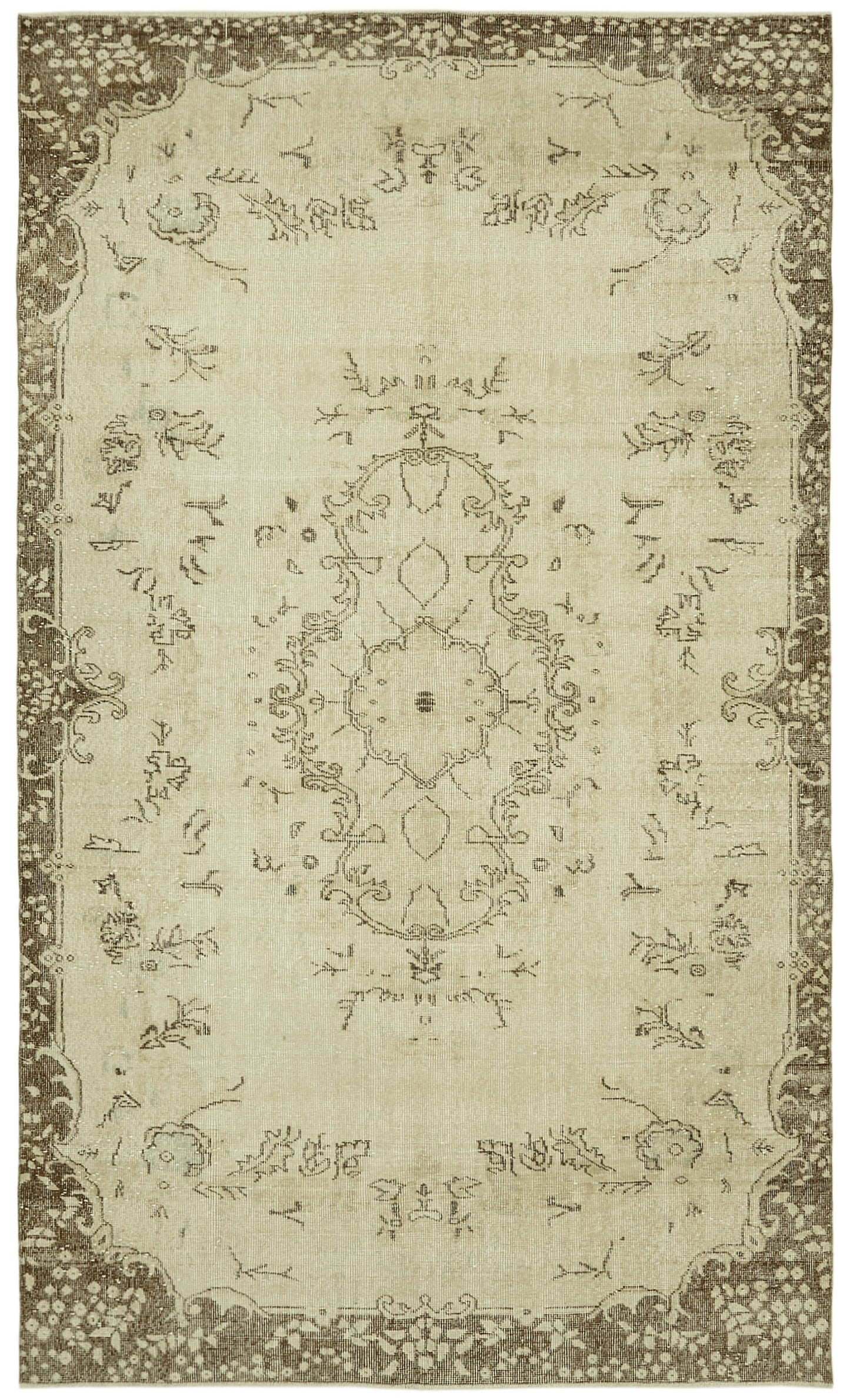 6x10 Beige Turkish Vintage Area Rug - 41639