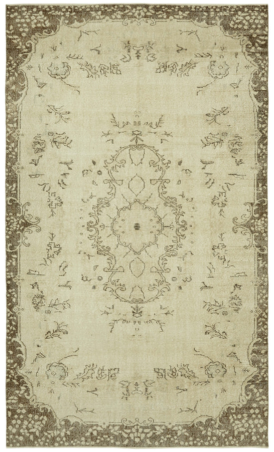 6x10 Beige Turkish Vintage Area Rug - 41639