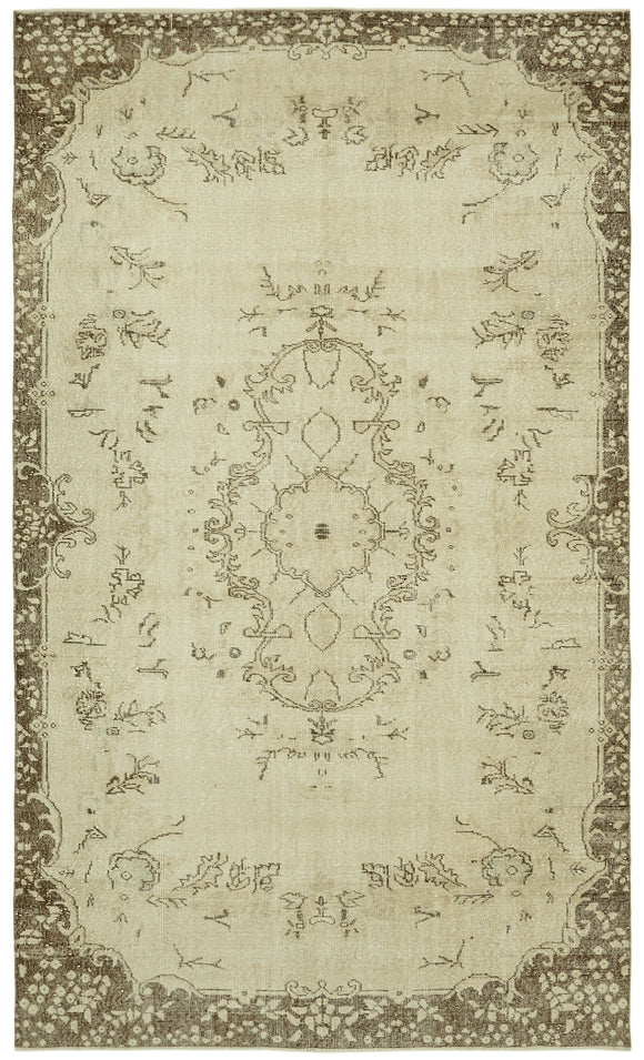 6x10 Beige Turkish Vintage Area Rug - 41639