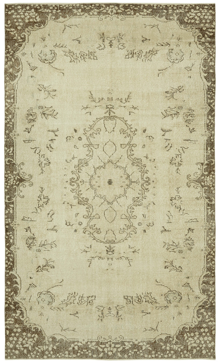 6x10 Beige Turkish Vintage Area Rug - 41639