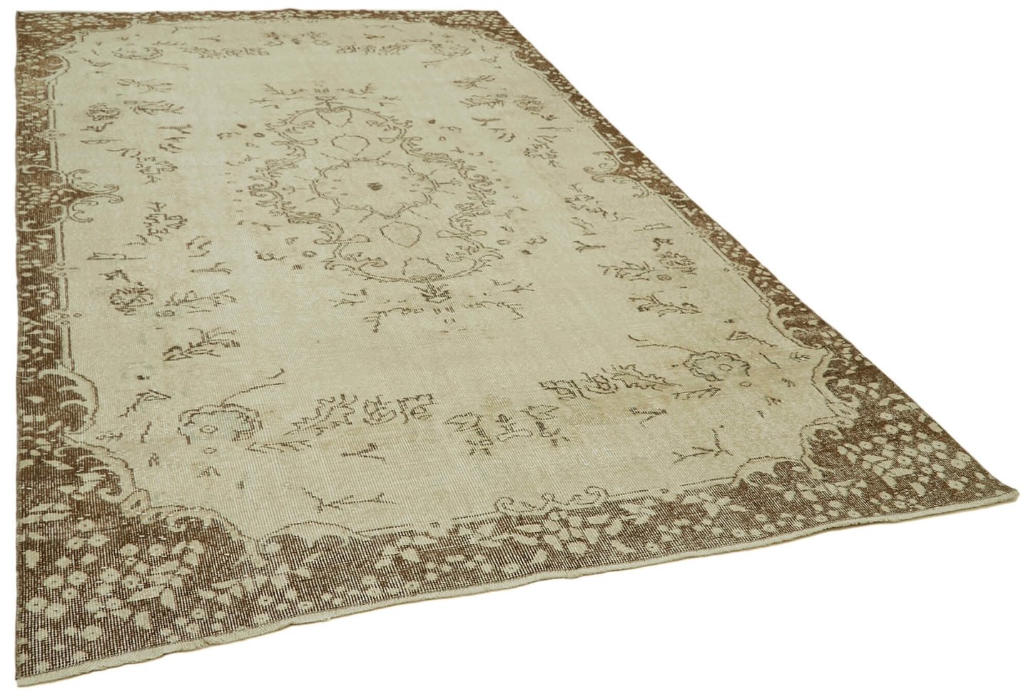 6x10 Beige Turkish Vintage Area Rug - 41639