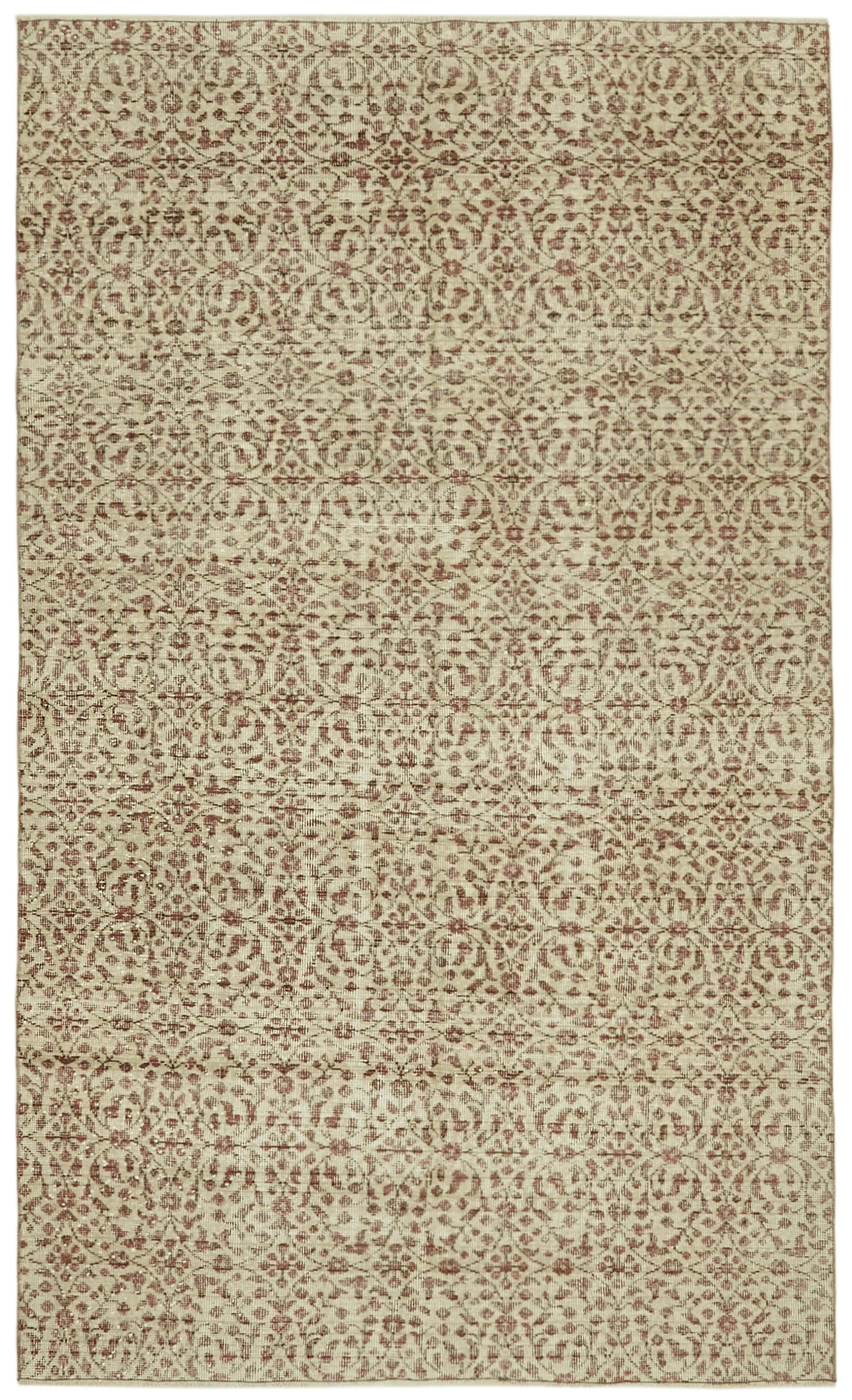 6x9 Beige Turkish Vintage Area Rug - 41641