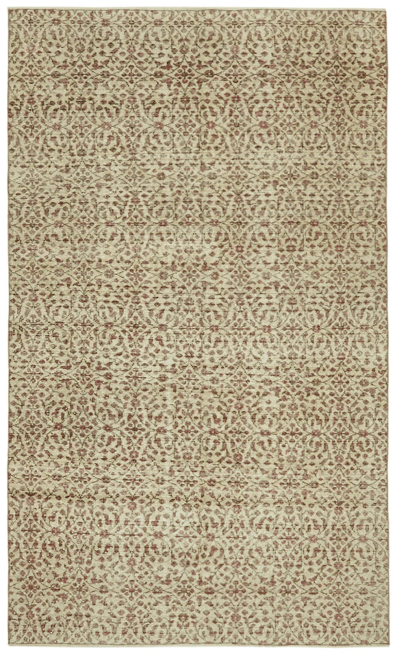 6x9 Beige Turkish Vintage Area Rug - 41641