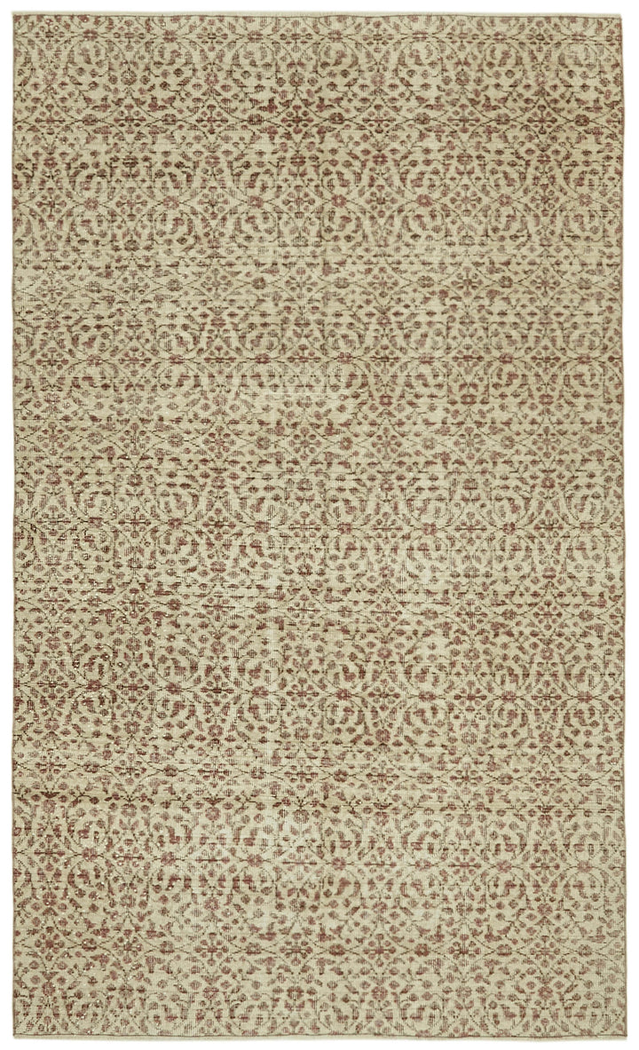 6x9 Beige Turkish Vintage Area Rug - 41641