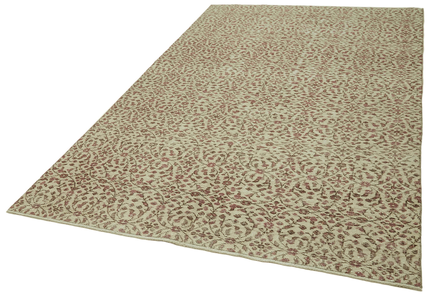 6x9 Beige Turkish Vintage Area Rug - 41641