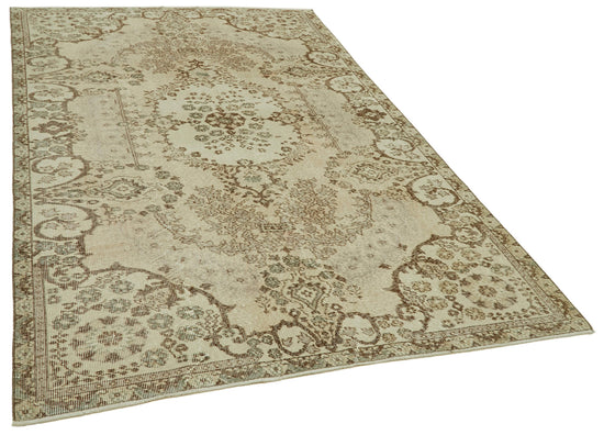 5x9 Beige Turkish Vintage Area Rug - 41643