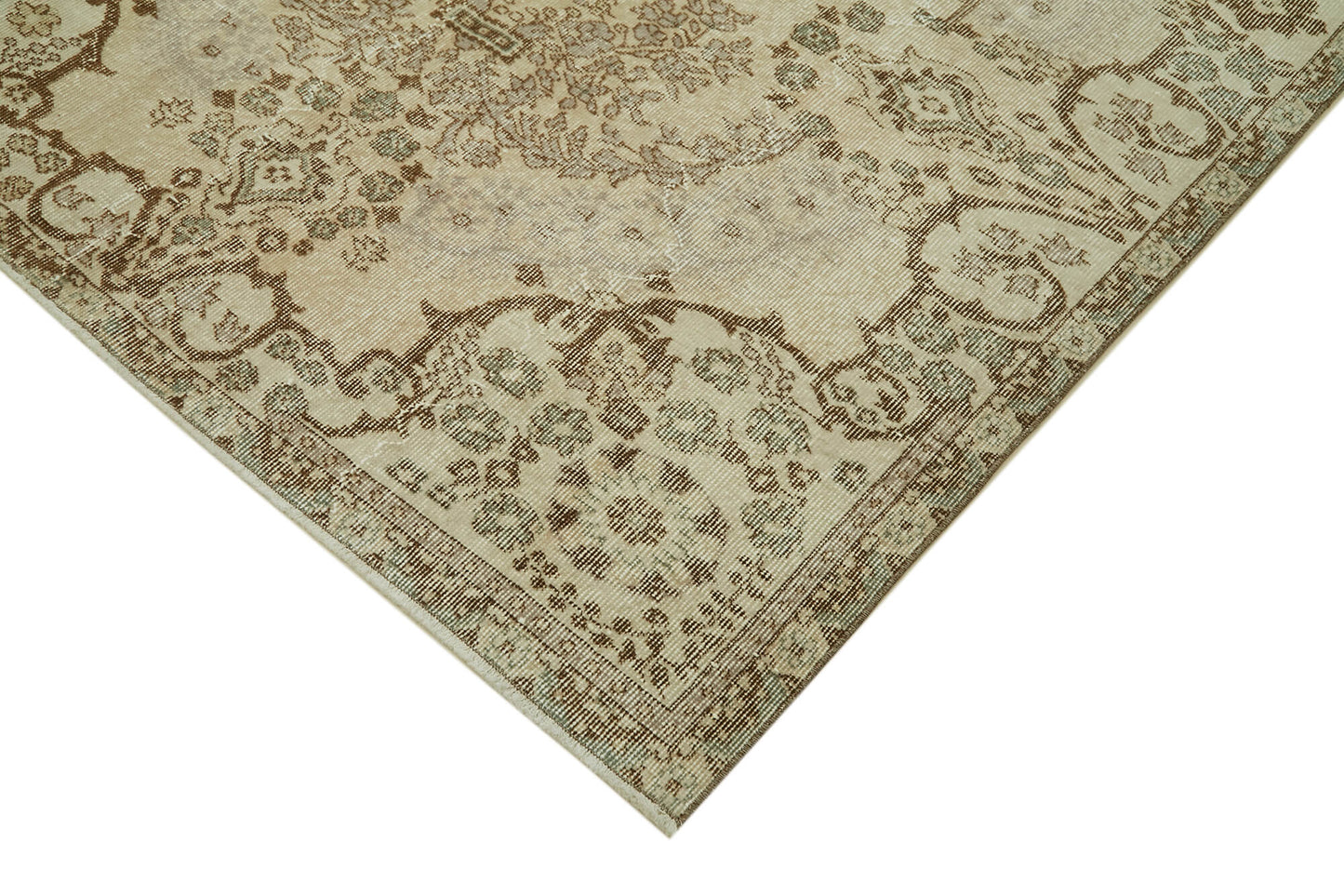 5x9 Beige Turkish Vintage Area Rug - 41643