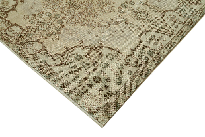5x9 Beige Turkish Vintage Area Rug - 41643