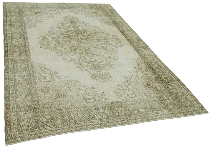 6x9 Beige Turkish Vintage Area Rug - 41644