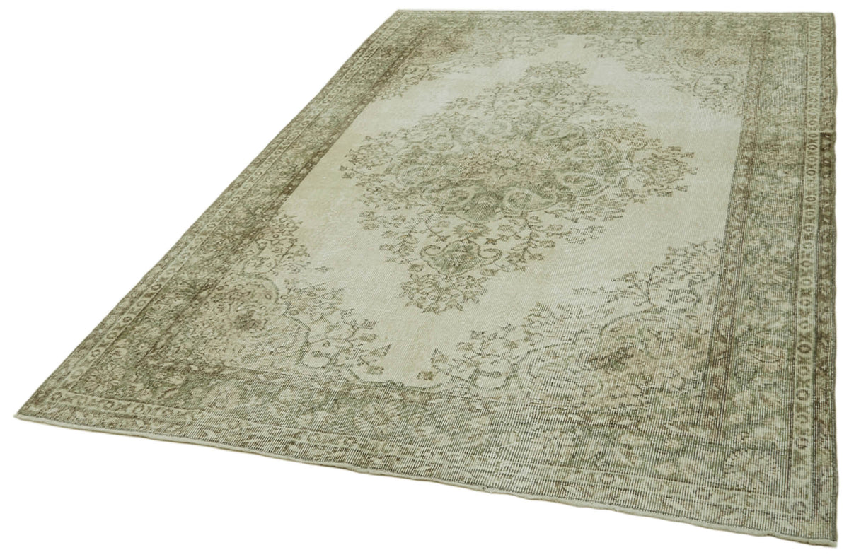 6x9 Beige Turkish Vintage Area Rug - 41644