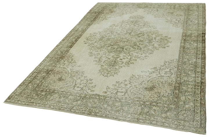 6x9 Beige Turkish Vintage Area Rug - 41644