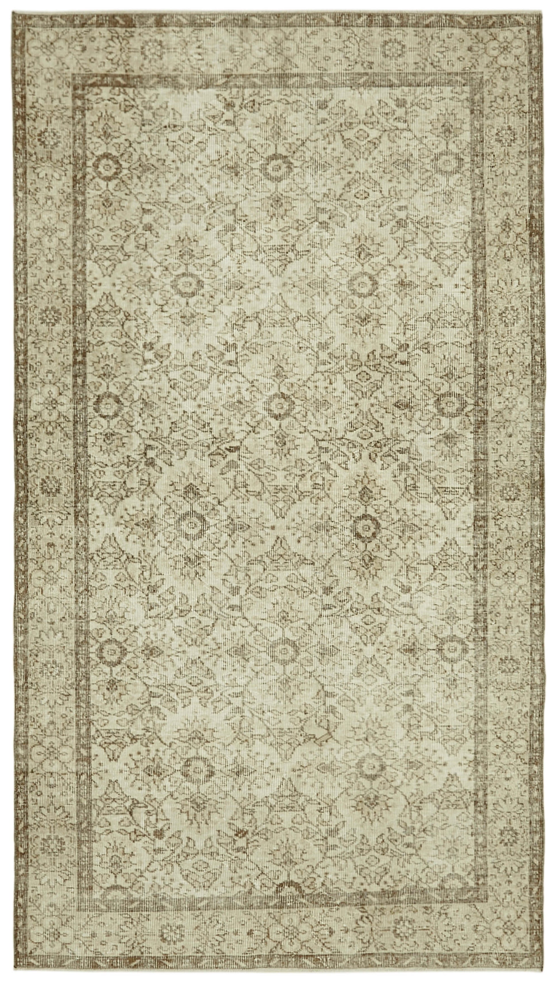 5x9 Beige Turkish Vintage Area Rug - 41646