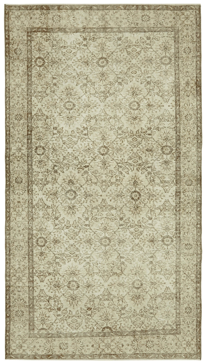5x9 Beige Turkish Vintage Area Rug - 41646