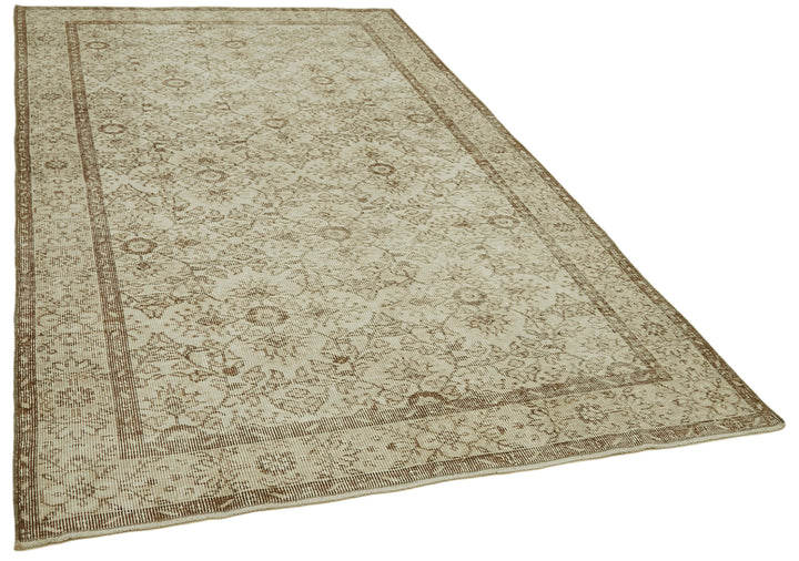 5x9 Beige Turkish Vintage Area Rug - 41646